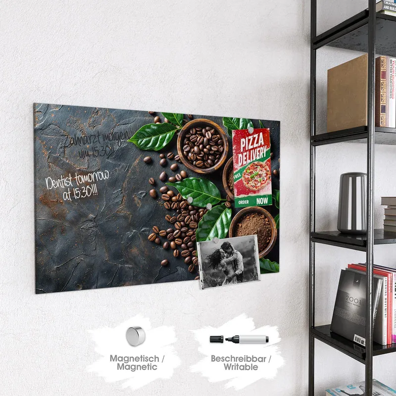 Magnettafel - Kaffeebohnen und Blätter