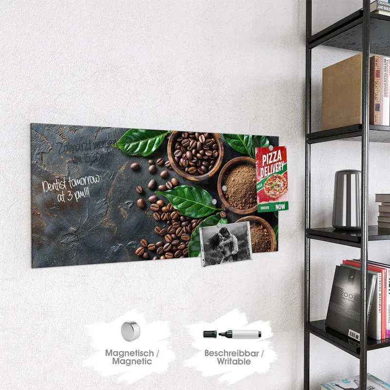 Magnettafel - Kaffeebohnen und Blätter