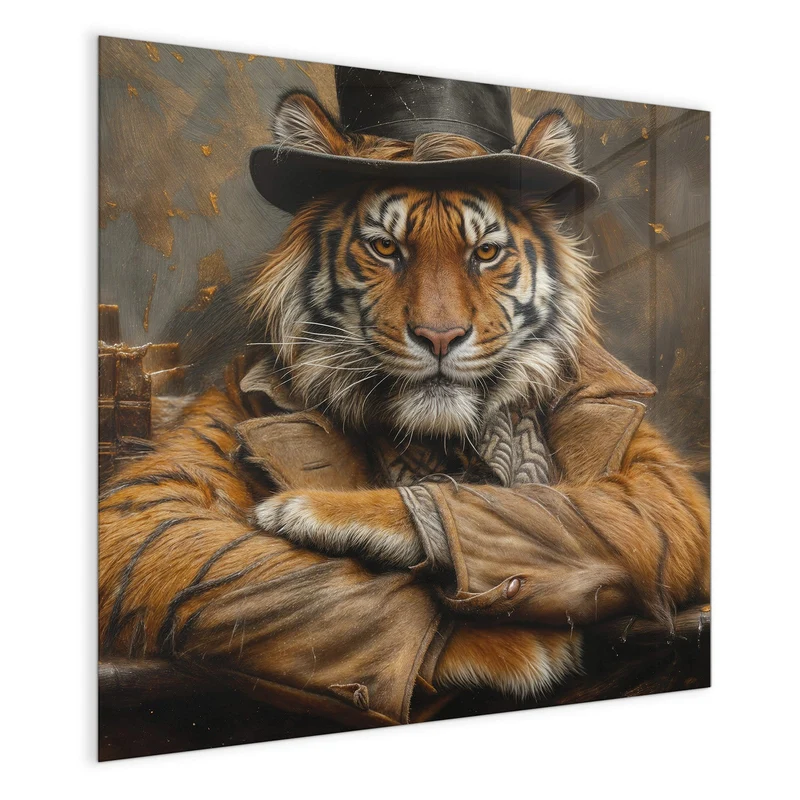 Magnettafel - Tiger mit Zylinder