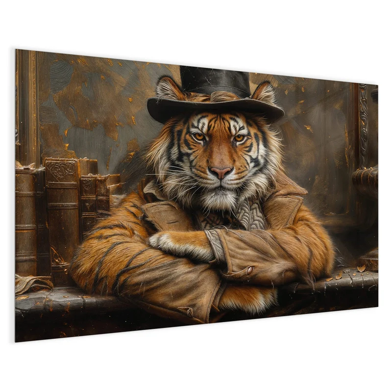 Magnettafel - Tiger mit Zylinder