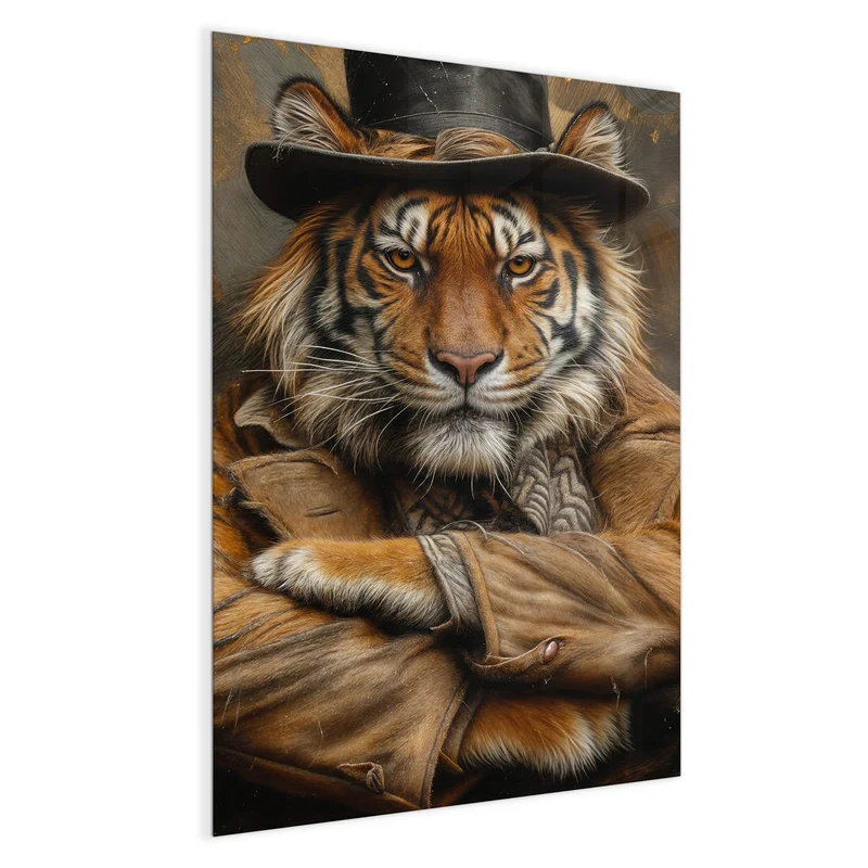 Magnettafel - Tiger mit Zylinder