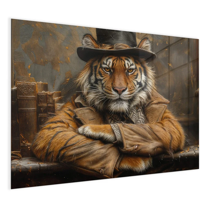 Magnettafel - Tiger mit Zylinder
