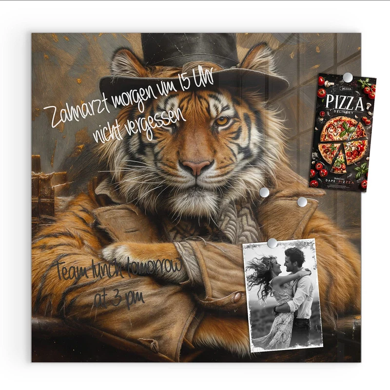 Magnettafel - Tiger mit Zylinder