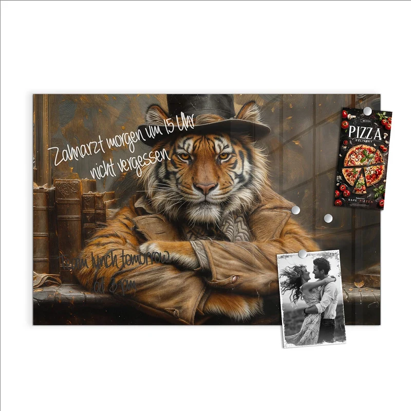Magnettafel - Tiger mit Zylinder