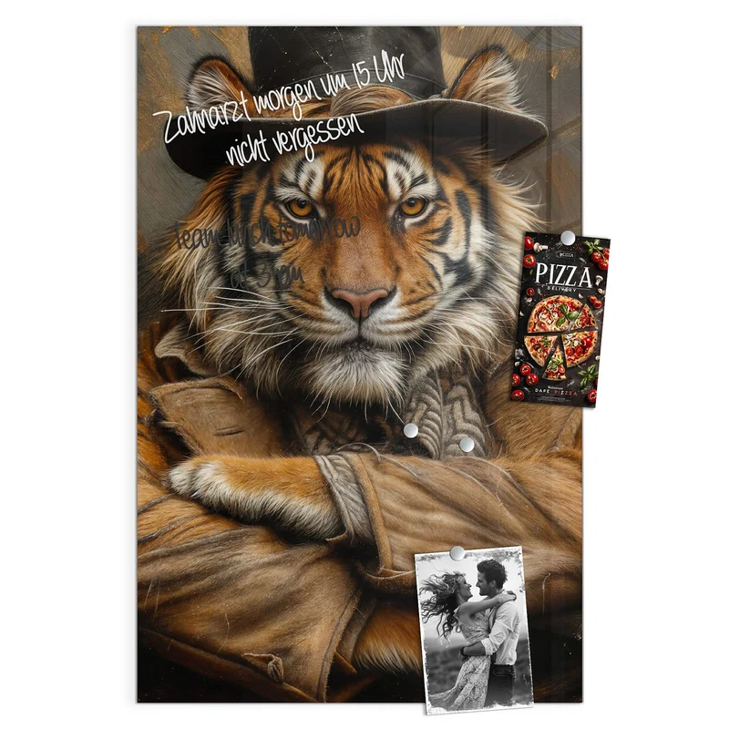 Magnettafel - Tiger mit Zylinder