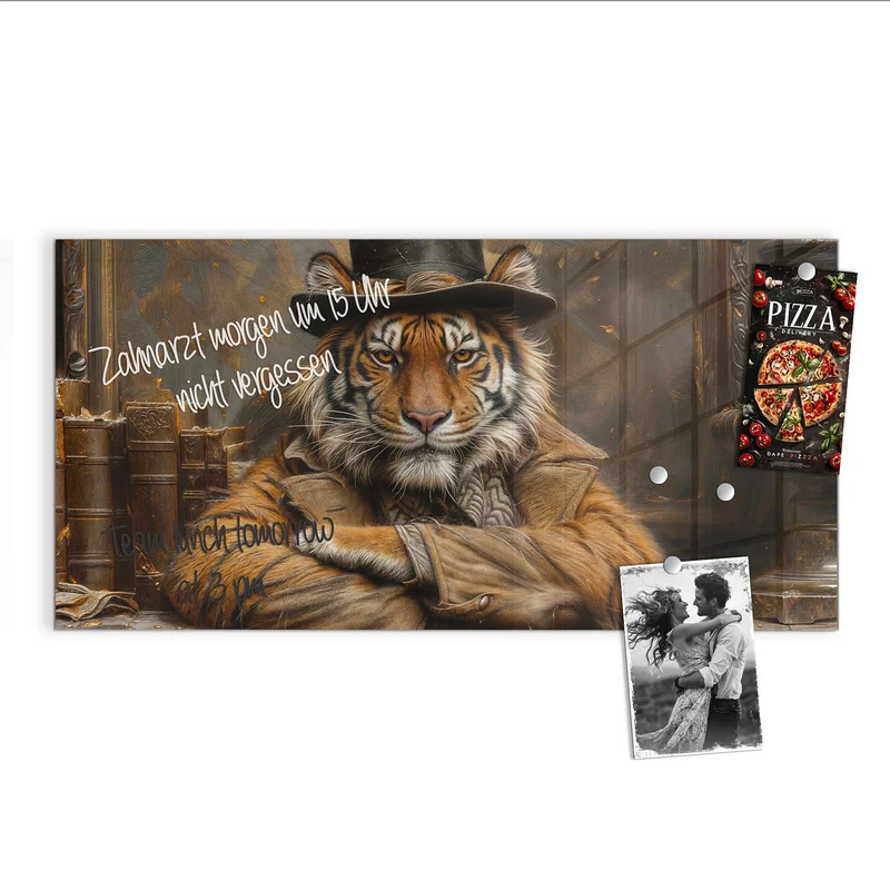 Magnettafel - Tiger mit Zylinder