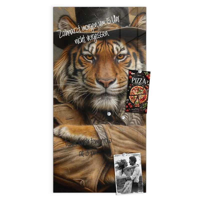 Magnettafel - Tiger mit Zylinder