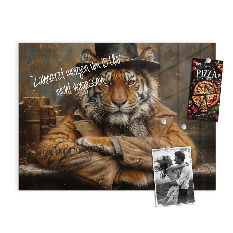 Magnettafel - Tiger mit Zylinder