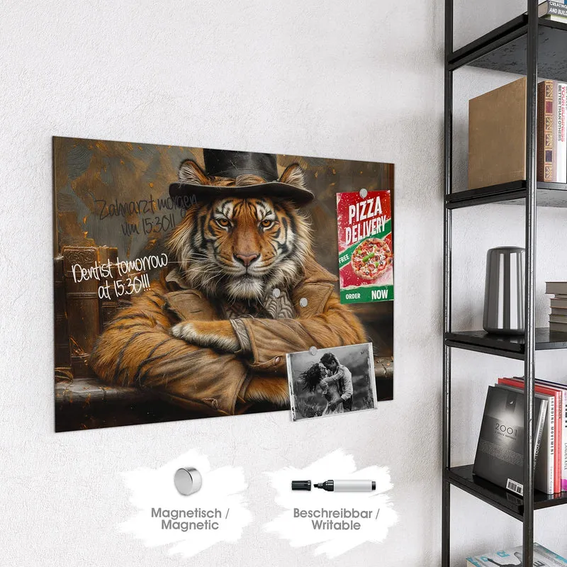 Magnettafel - Tiger mit Zylinder