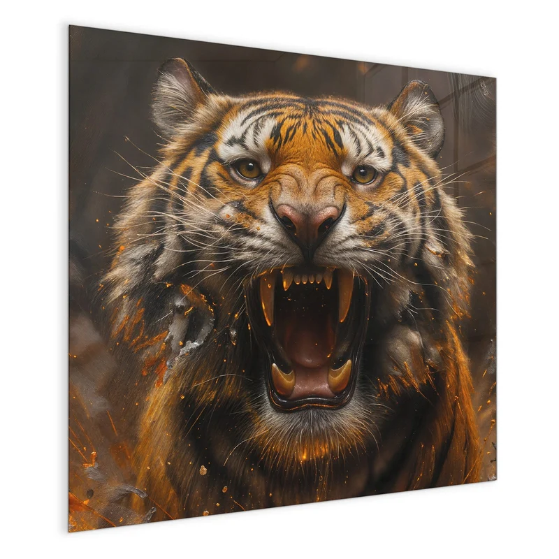 Magnettafel - Tiger im Feuer