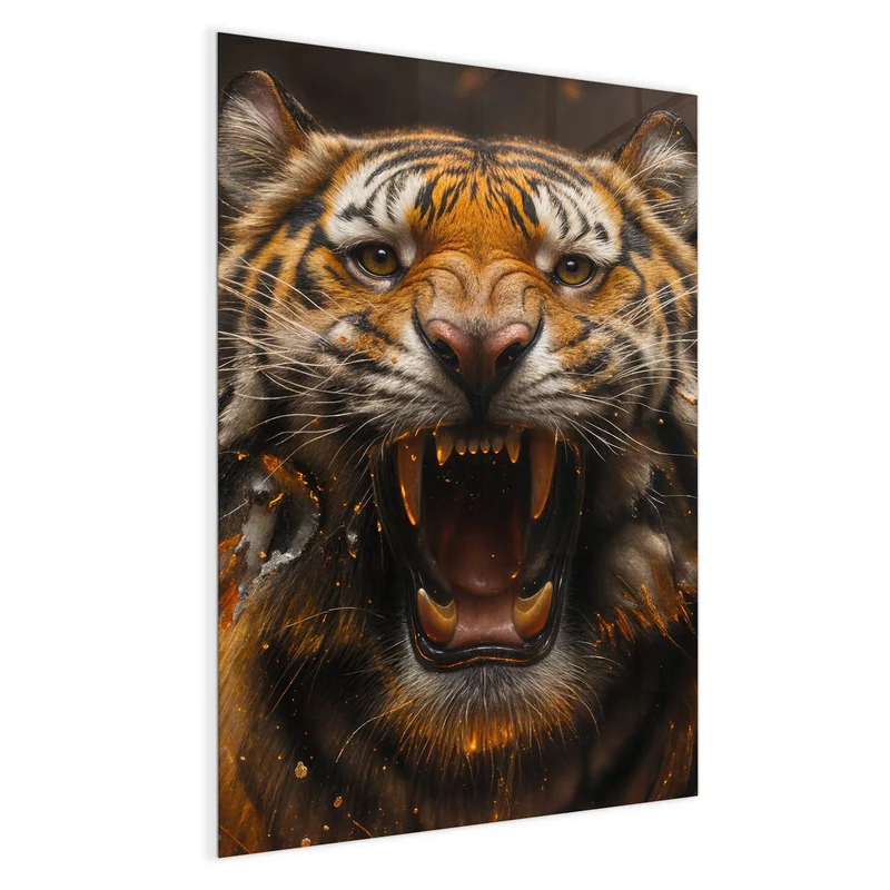Magnettafel - Tiger im Feuer