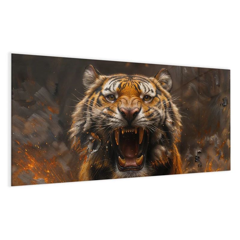 Magnettafel - Tiger im Feuer