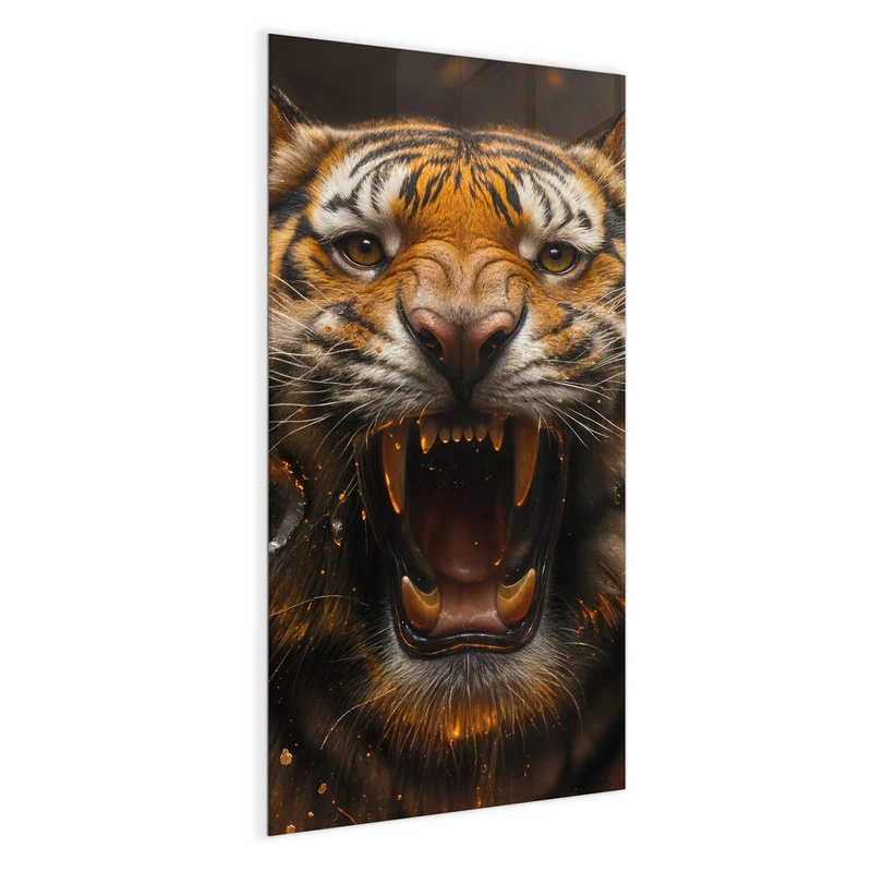 Magnettafel - Tiger im Feuer