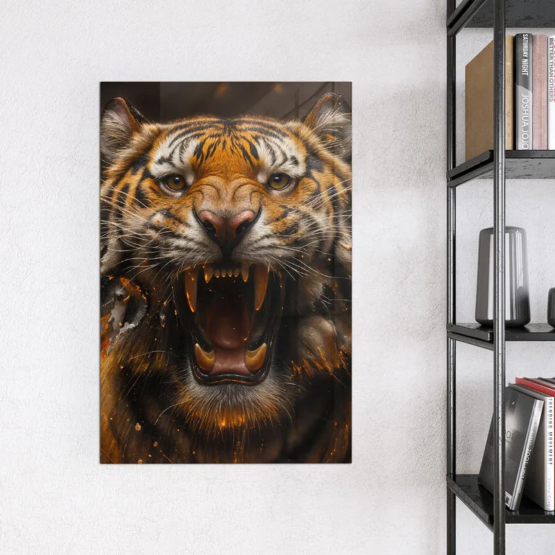 Magnettafel - Tiger im Feuer