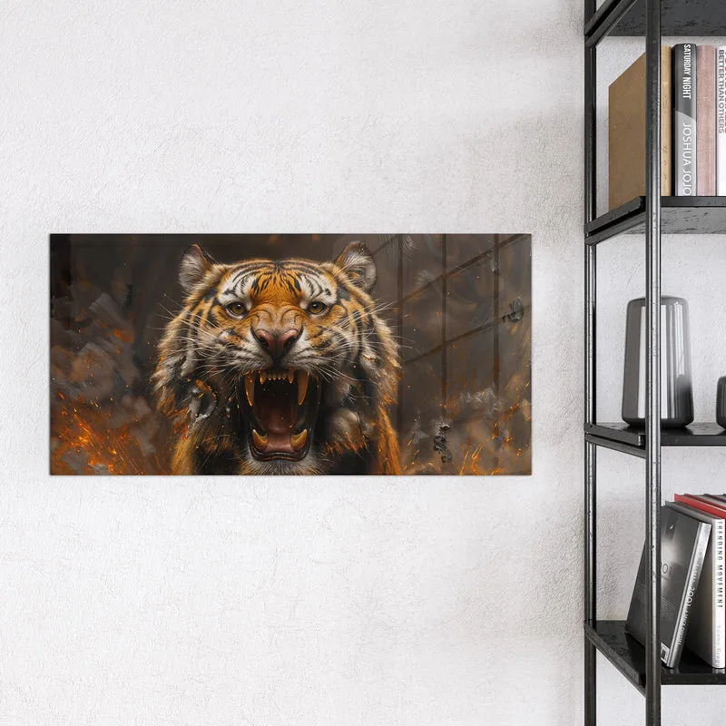 Magnettafel - Tiger im Feuer