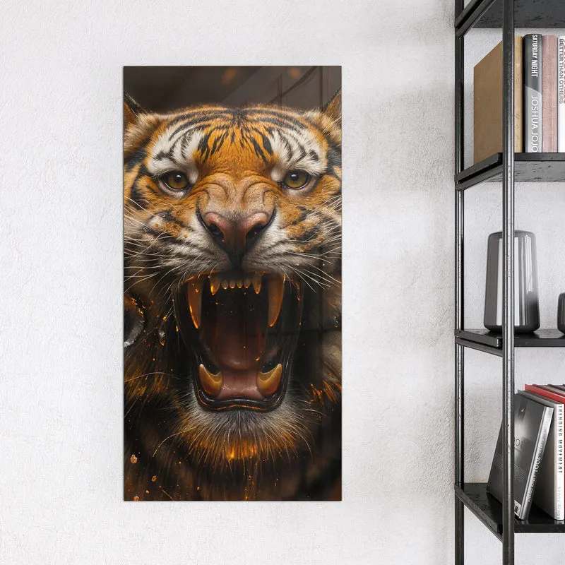 Magnettafel - Tiger im Feuer
