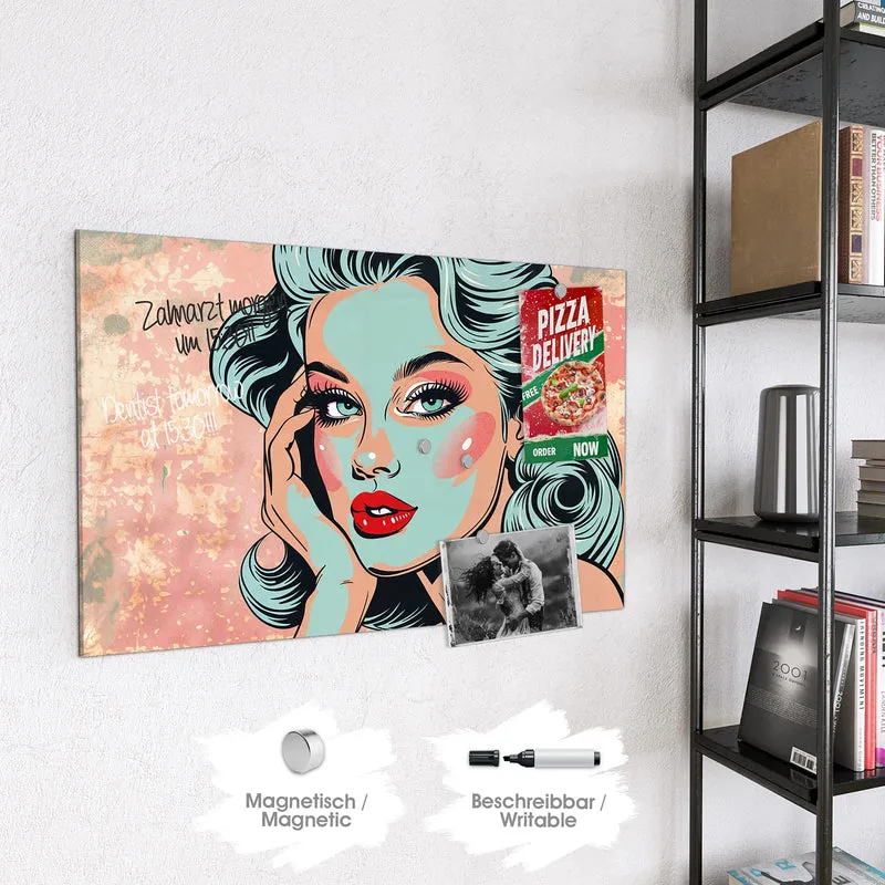 Magnettafel - Comic Porträt in Mint