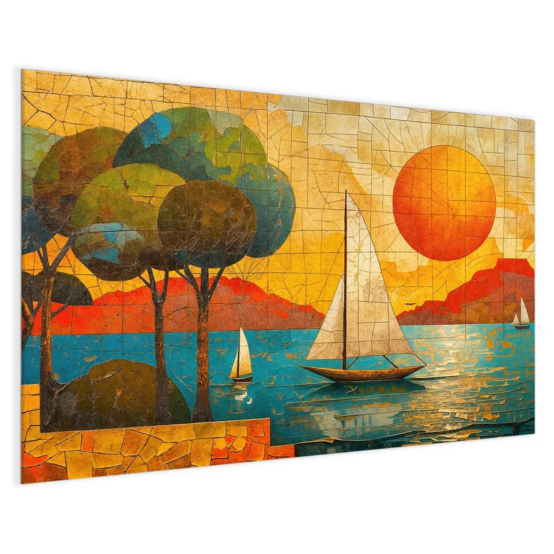 Magnettafel - Segelboote im Mosaik