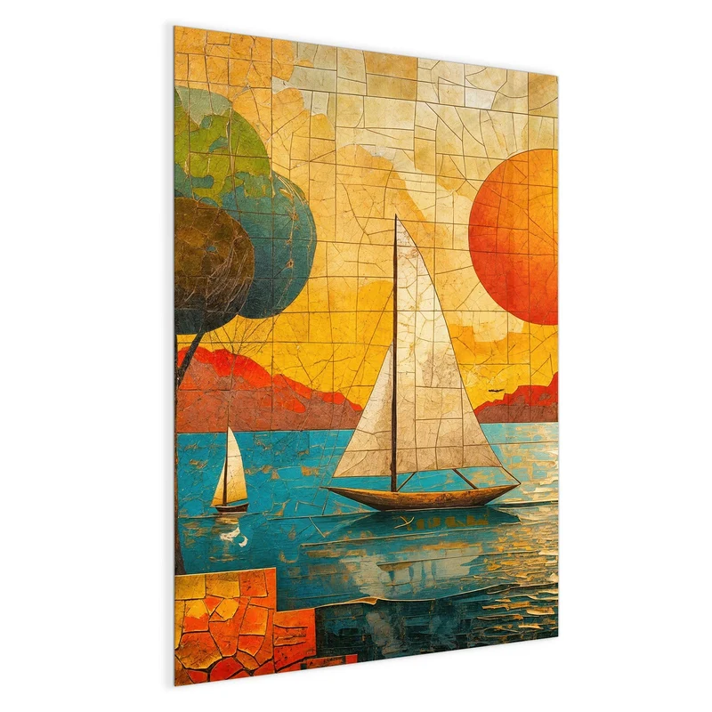 Magnettafel - Segelboote im Mosaik