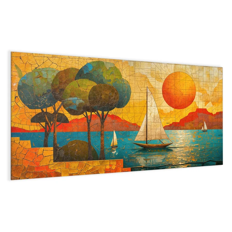 Magnettafel - Segelboote im Mosaik