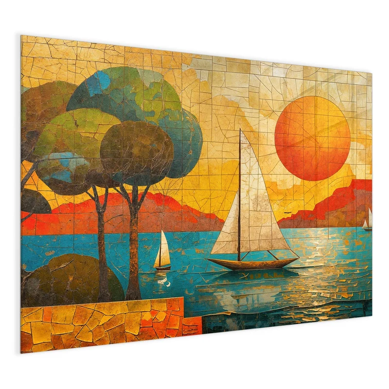 Magnettafel - Segelboote im Mosaik