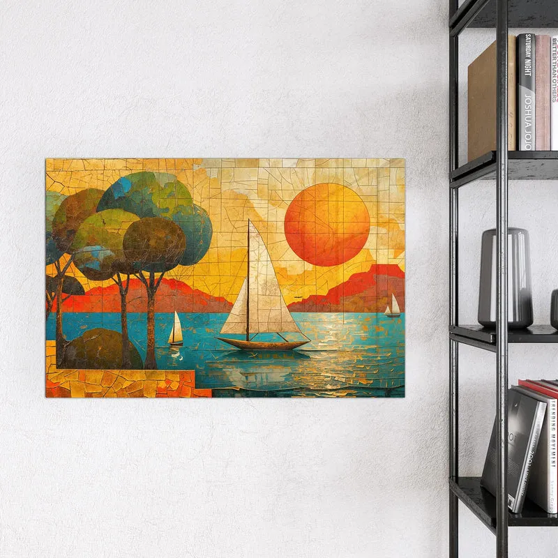 Magnettafel - Segelboote im Mosaik
