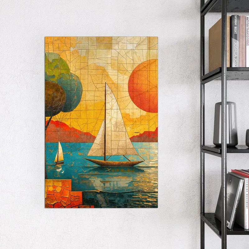 Magnettafel - Segelboote im Mosaik