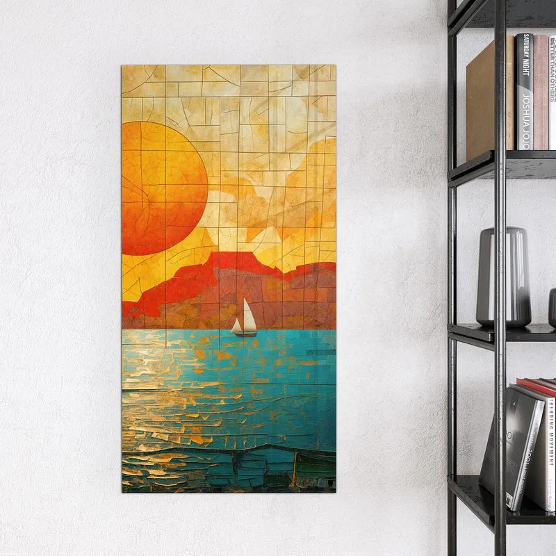 Magnettafel - Segelboote im Mosaik