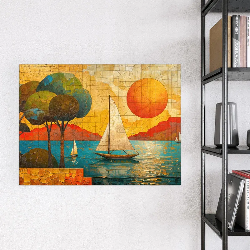 Magnettafel - Segelboote im Mosaik