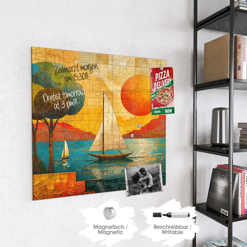 Magnettafel - Segelboote im Mosaik