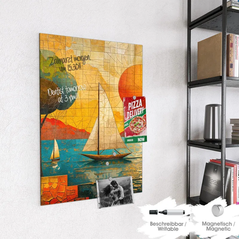 Magnettafel - Segelboote im Mosaik