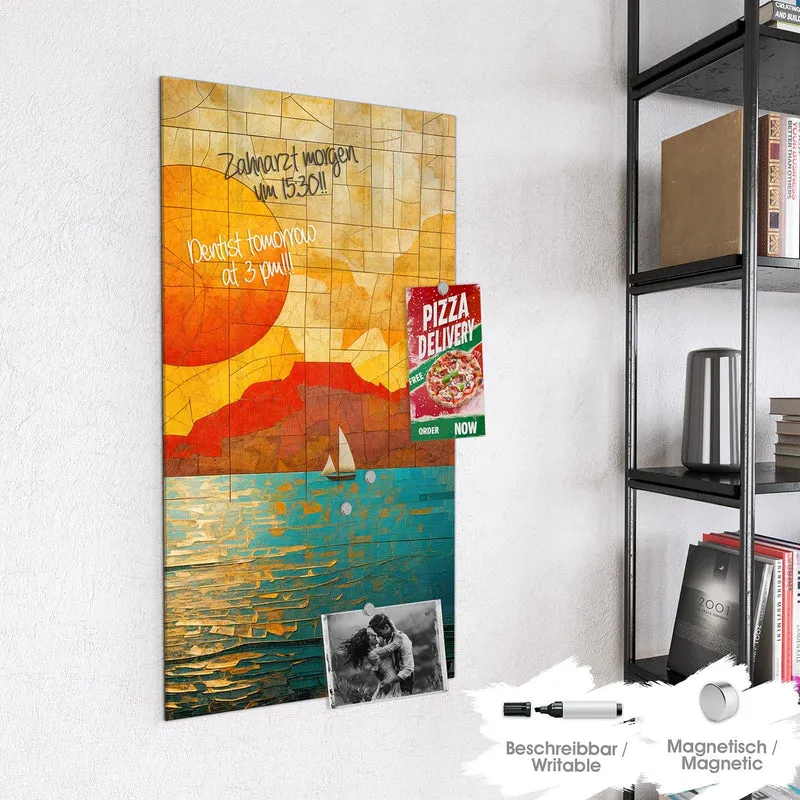 Magnettafel - Segelboote im Mosaik