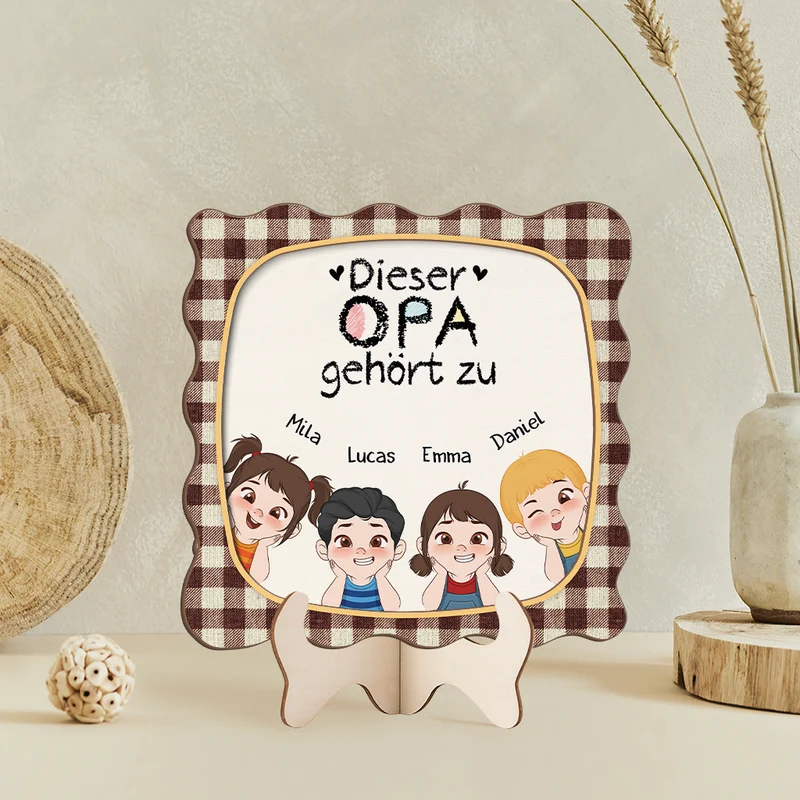 Dieser Opa Gehört Zu - Personalisiertes Geschenk | Holzaufsteller Oma/Opa