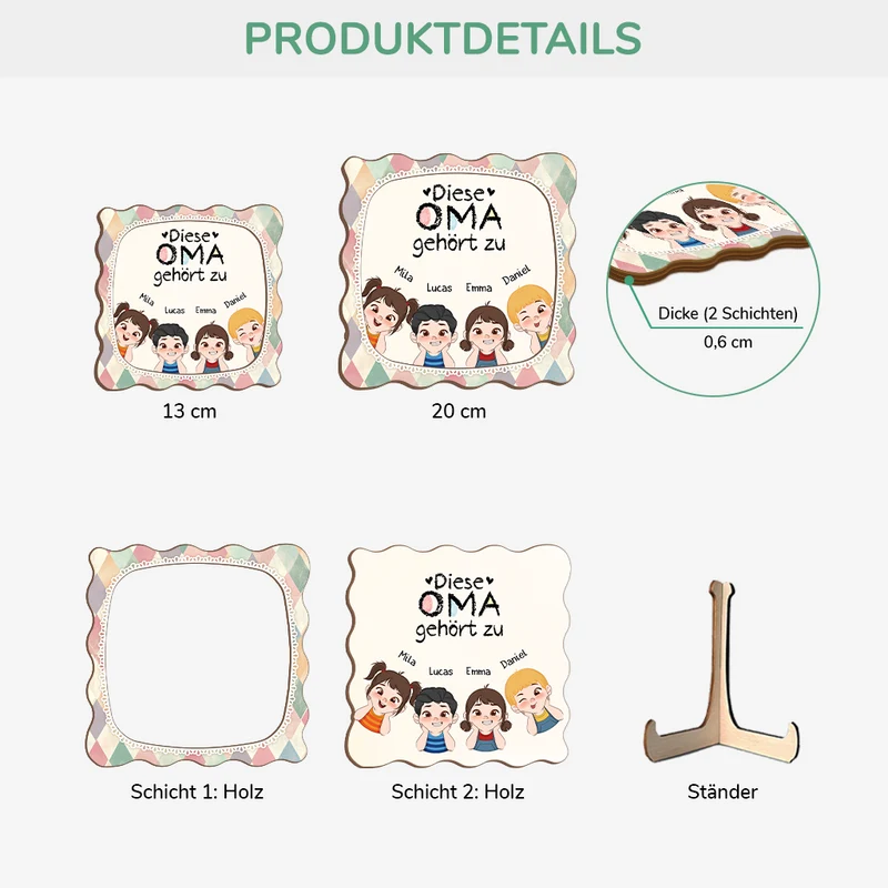 Dieser Opa Gehört Zu - Personalisiertes Geschenk | Holzaufsteller Oma/Opa