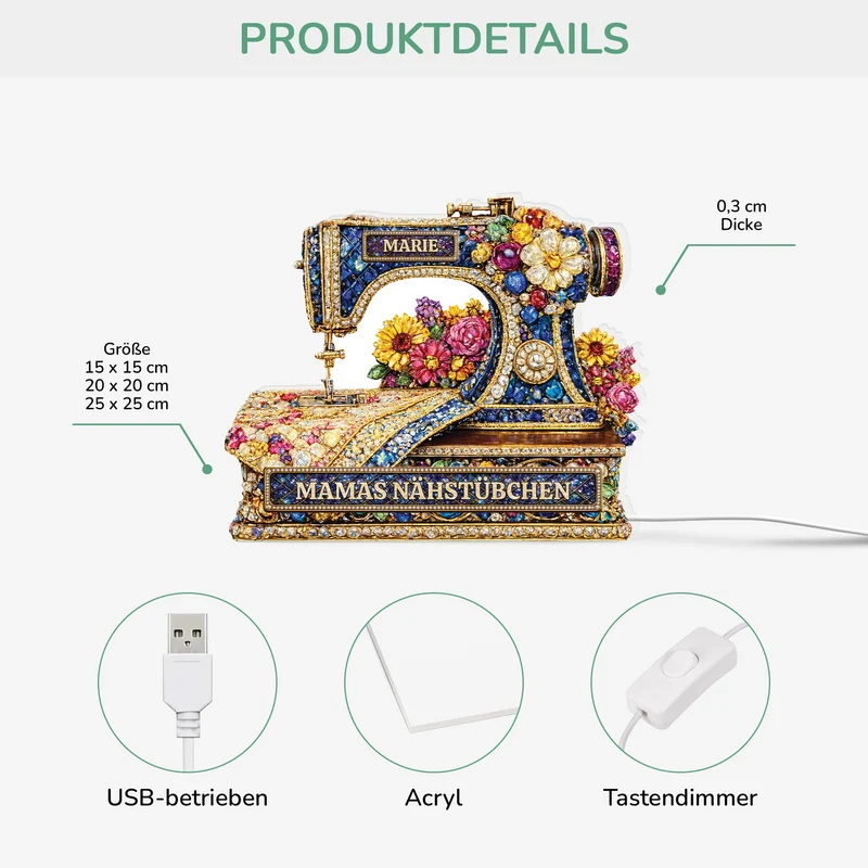Omas Nähstübchen - Personalisiertes Geschenk | Lightbox Oma/Opa