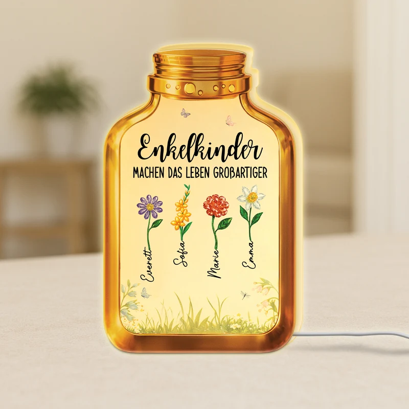 Enkelkinder Machen Das Leben Großartiger - Personalisiertes Geschenk | Lightbox Mama/Oma Blumen