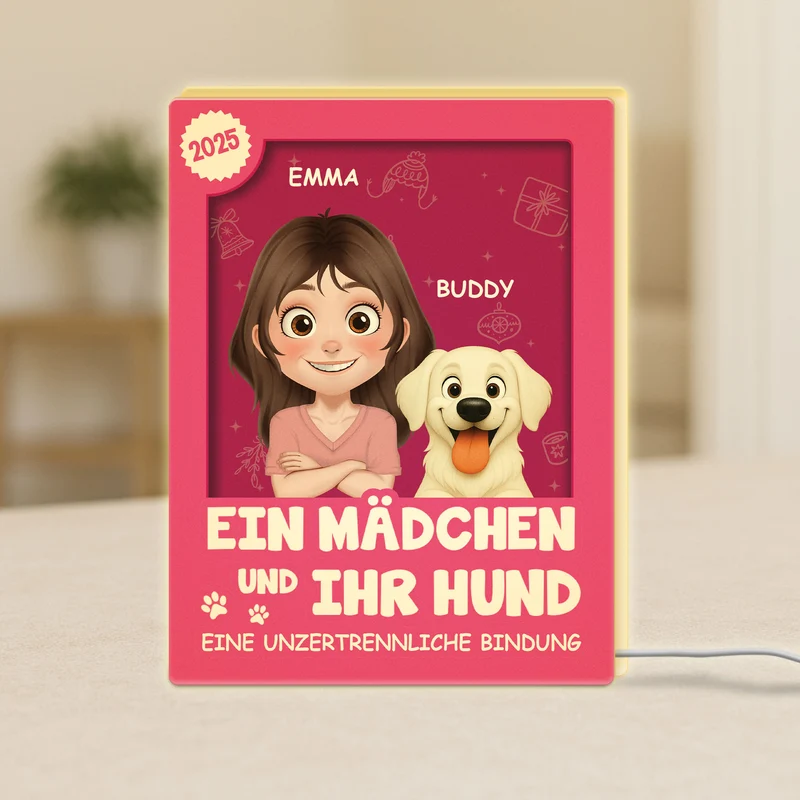 [3D-Optik] Besondere Verbindung Sprüche - Personalisierte Weihnachtsgeschenke | Lightbox Hund