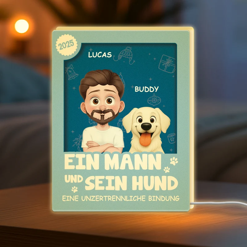 [3D-Optik] Besondere Verbindung Sprüche - Personalisierte Weihnachtsgeschenke | Lightbox Hund