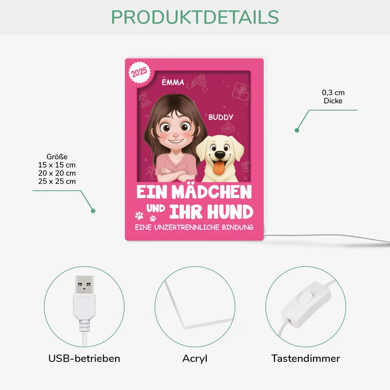 [3D-Optik] Besondere Verbindung Sprüche - Personalisierte Weihnachtsgeschenke | Lightbox Hund