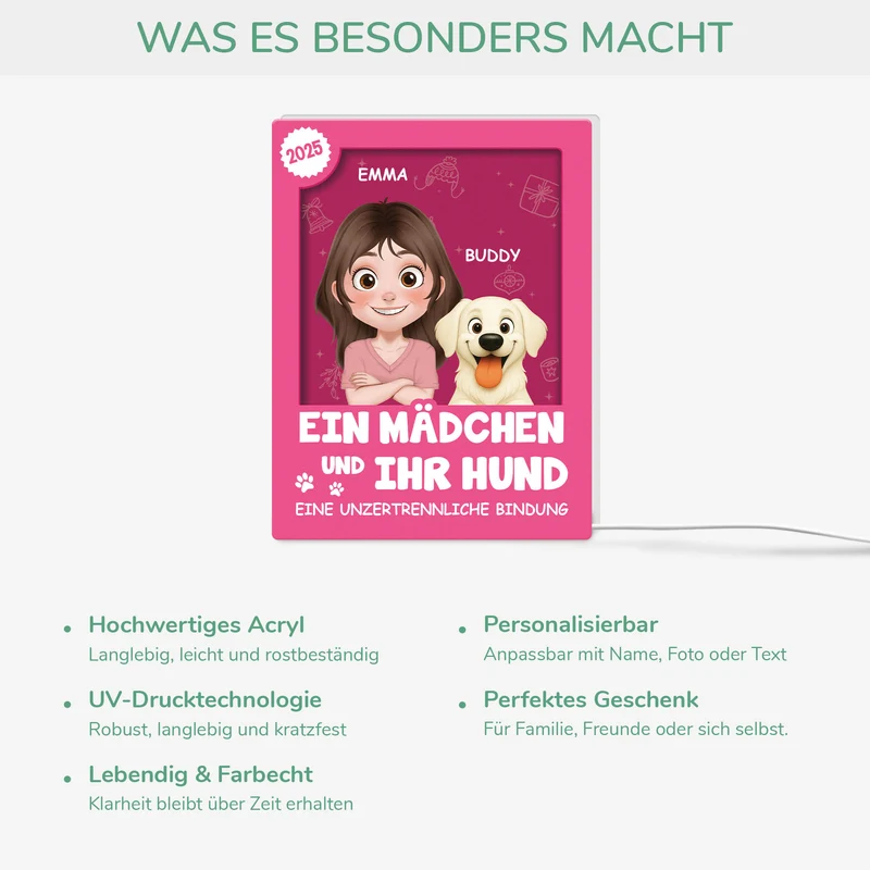 [3D-Optik] Besondere Verbindung Sprüche - Personalisierte Weihnachtsgeschenke | Lightbox Hund