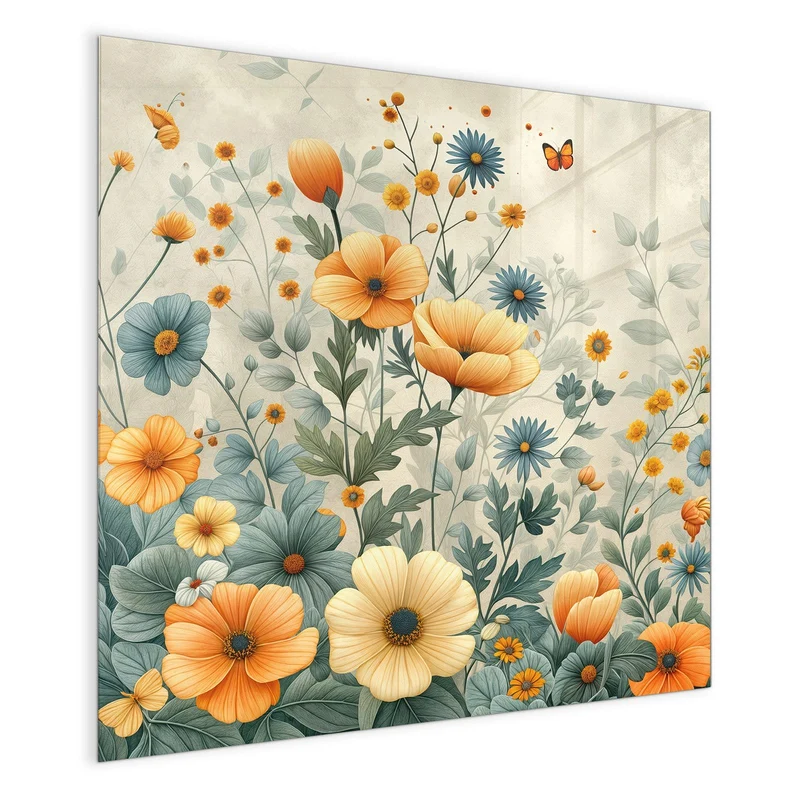 Magnettafel - Sommerblüten auf Beige
