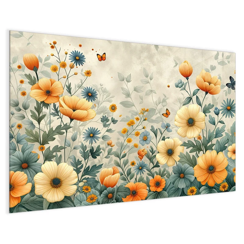 Magnettafel - Sommerblüten auf Beige