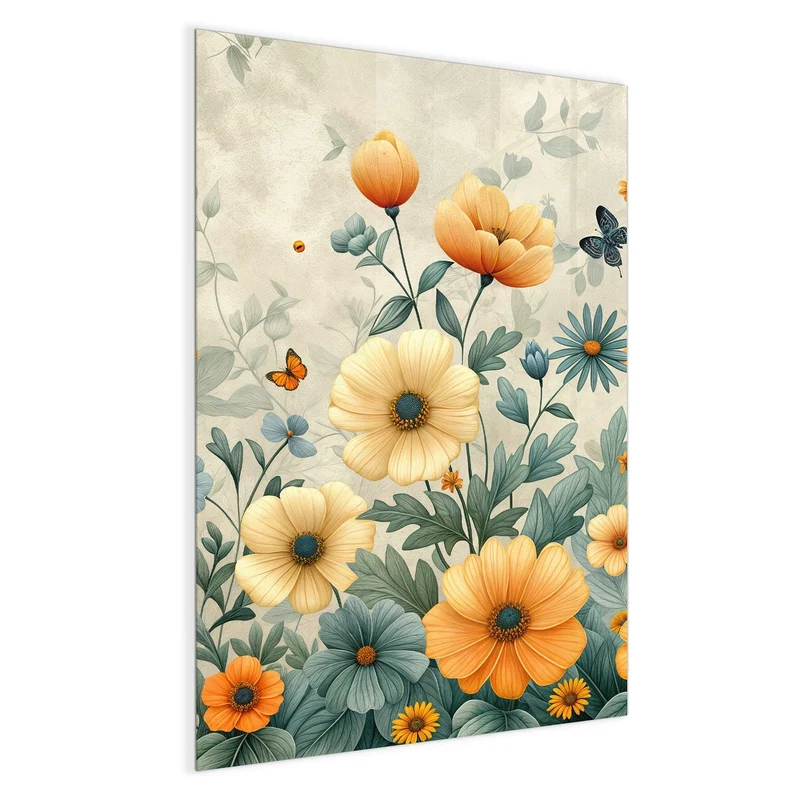 Magnettafel - Sommerblüten auf Beige