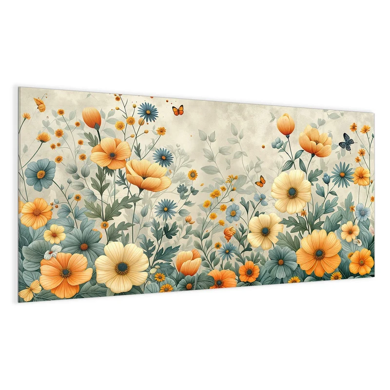 Magnettafel - Sommerblüten auf Beige