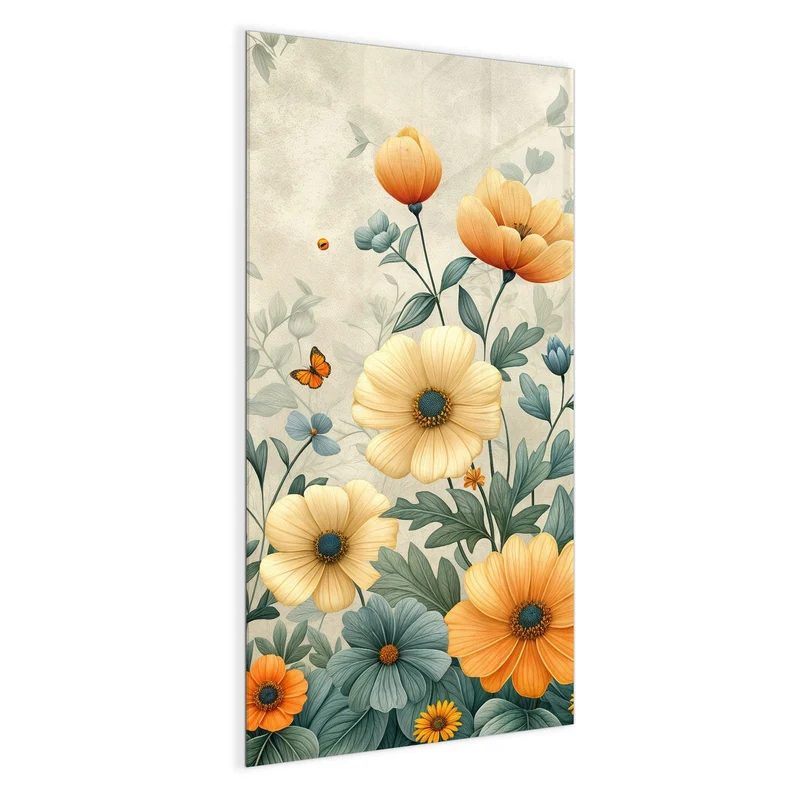 Magnettafel - Sommerblüten auf Beige