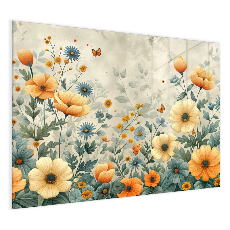 Magnettafel - Sommerblüten auf Beige