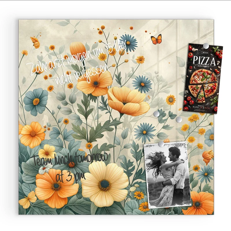 Magnettafel - Sommerblüten auf Beige