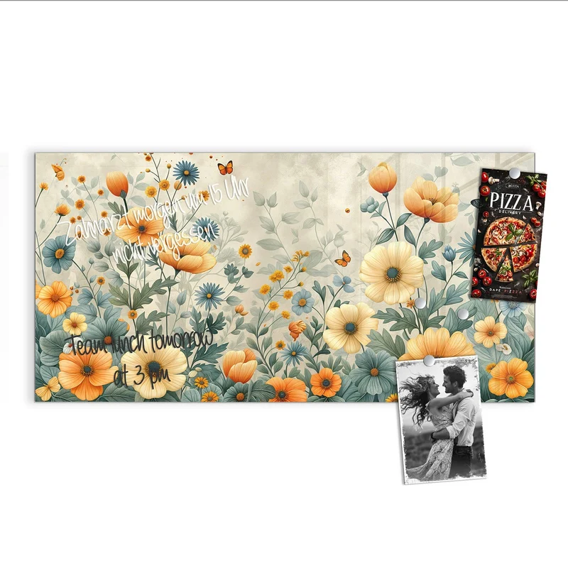Magnettafel - Sommerblüten auf Beige