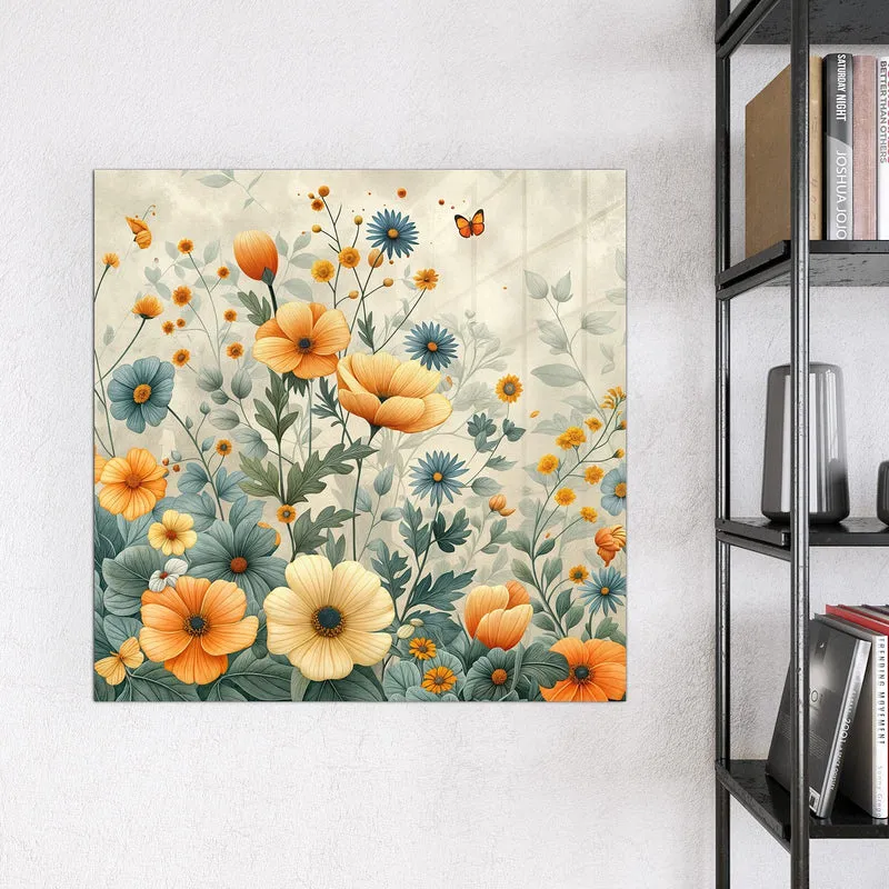 Magnettafel - Sommerblüten auf Beige