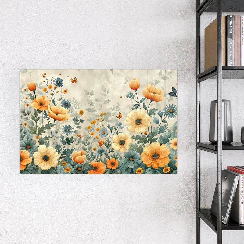 Magnettafel - Sommerblüten auf Beige